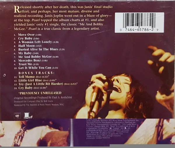 CD-JANIS JOPLIN-PEARL-1971 (1999)-RARE in CDs, DVDs & Blu-ray in Laval / North Shore - Image 3