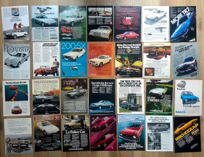 25 04 09 c1 Vintage 1970s Car Print Ads Domestic & Import Lot Selling lot of 28 Ads original car pri...