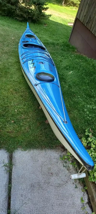 17ft Sea Kayak. It’s a Valley, Skerray. Excellent used condition. Sturdy fibreglass. 2 luggage compa...