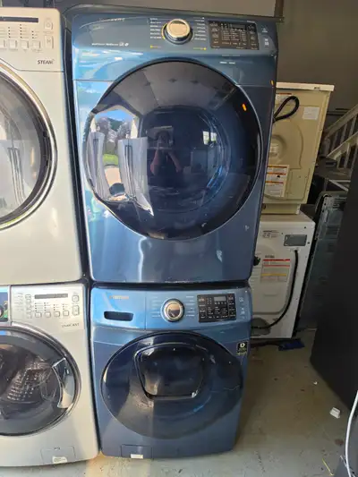 BLUE SAPPHIRE!! Samsung 27" Front-Load Stackable Washer & Dryer, View more