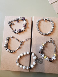 Silver and glass beads  bracelets