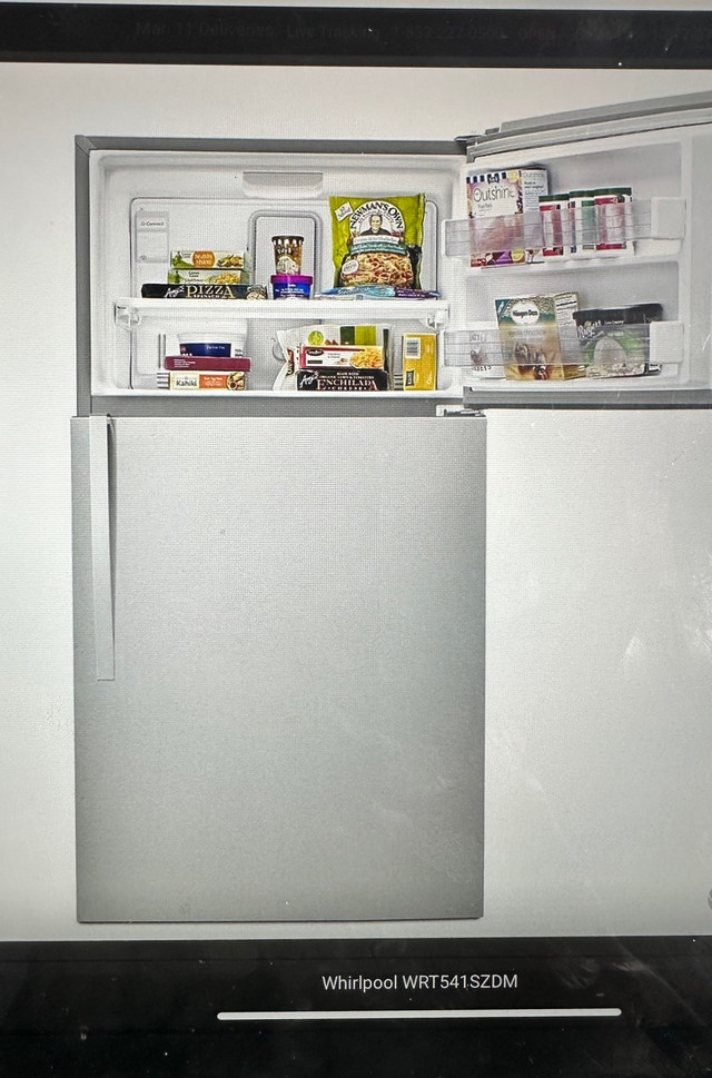 WHIRLPOOL 30” W Top Freezer Refrigerator Stainless Like New $460 in Refrigerators in Barrie - Image 2