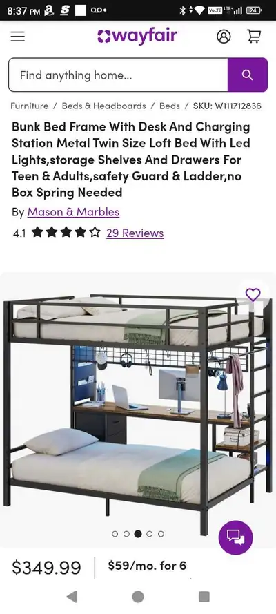 Mason & Marbles Double/Twin Bunk Bed, View more