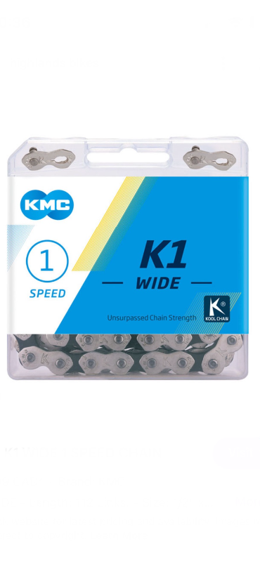 New KMC K1 Wide Single Speed Bicycle Chain BMX CL-710 1/2x1/8”, View more