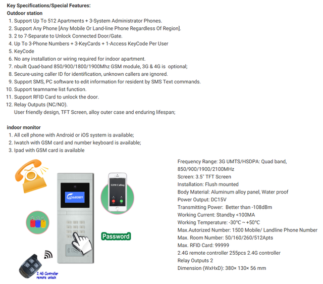 Maple Armor DZ-6308CLA1 Outdoor station Wireless 4G Intercom Sys in General Electronics in Laval / North Shore - Image 5