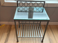 stainless steel custom made glass top end table