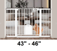 Extra Wide Baby Gate With Cat/ Dog Door 43"- 46" -  NEW