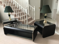 3.	Glass Coffee Table Suite with Table Lamps