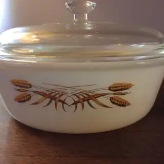 Vtg Anchor Hocking FIRE KING 1.5 Qt COVERED CASSEROLE DISH-Wheat, View more