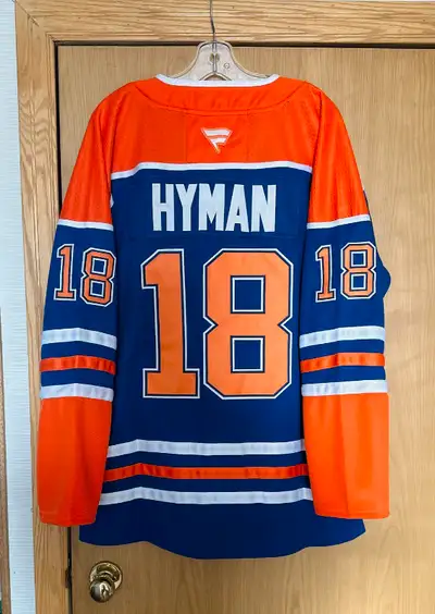 Zach Hyman Edmonton Oilers jersey. Home Blue. Never worn, Brand new. Available in Mens Large or XL s...
