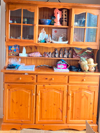 Vintage welsh dresser with glass panels and shelves