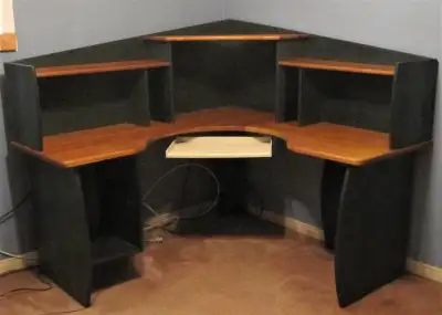 Custom Made Solid Wood Corner Desk And Hutch Pull Out Keyboard, View more