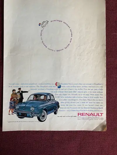 1961 Renault Dauphine Original Ad, View more
