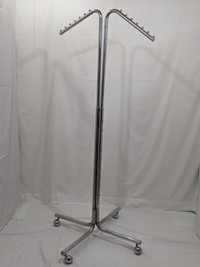 2 arm adjustable waterfall clothing rack on wheels