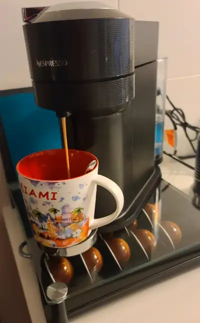 Nespresso vertuo + frother + pods holder for sale, View more