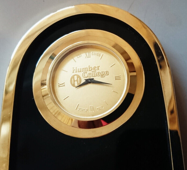 Humber College Desk Clock "CSI Swiss", and "23KGP Dial". in Arts & Collectibles in Oshawa / Durham Region - Image 2