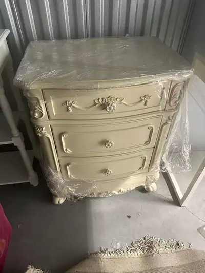 Solid Wood Princess Nightstand – Elegant Ivory Finish , View more