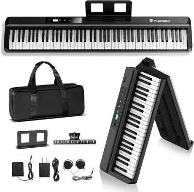 NEW Airdrie - View/pickup 88 Key Digital Piano Full Size, Semi-Weighted Folding Piano Keyboard, Buil...