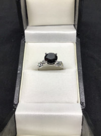 10KT white gold black diamond ring