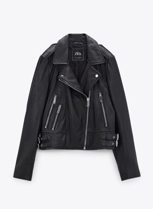 Zara coat manteau 100% cuir real leather biker jacket aritzia dans Femmes - Hauts et vêtements d'extérieur  à Ville de Montréal