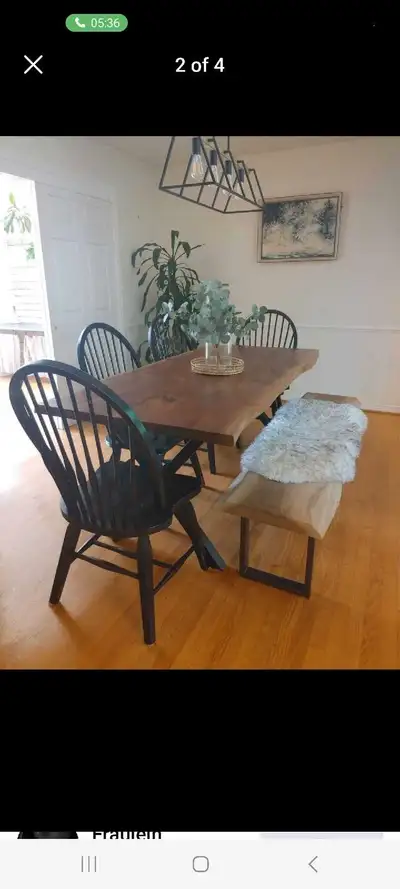 Dining table with chairs and bench , View more