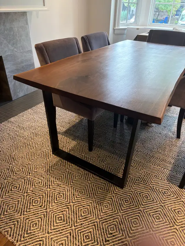 Custom Solid Walnut Dining Table + 6 Upholstered Chairs (Op in Dining Tables & Sets in City of Toronto - Image 7