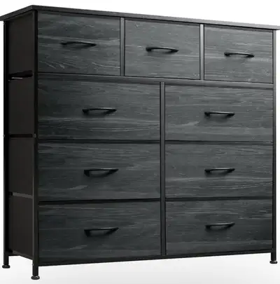Tall Wooden Dresser for Bedroom With 9 Fabric Storage Drawer , View more