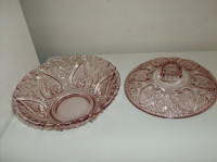 Vintage Indonesia Pink Glass Dish - Kig Rose Heart with lid