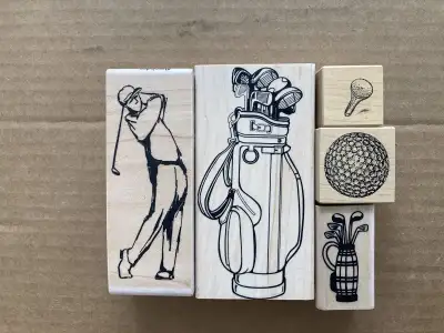 Golfer. $5.00 Large golf bag $5.00 Small golf bag $3.00 Golf Ball $3.00 Golf tee. $2.00