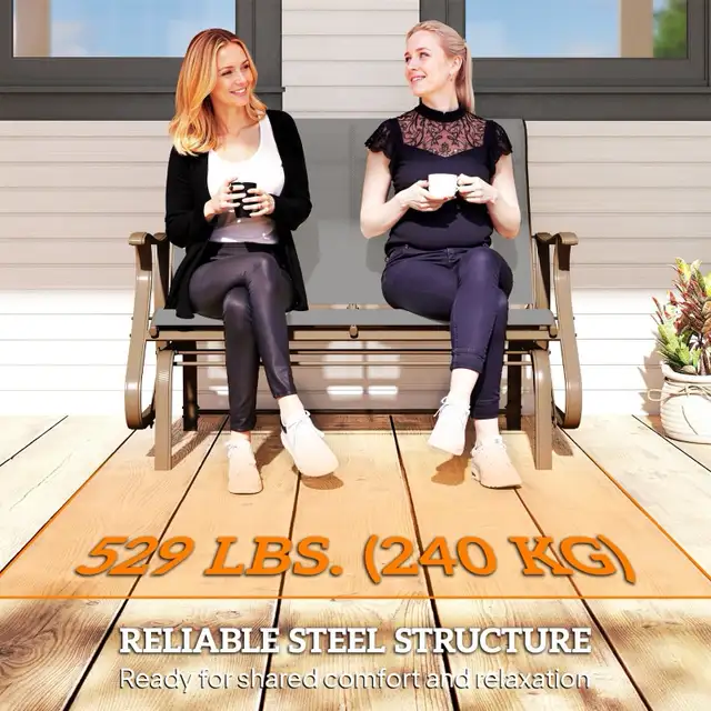 Garden Double Gliding Chair, Patio Glider Armchair， Outdoor, B in Patio & Garden Furniture in Markham / York Region - Image 7
