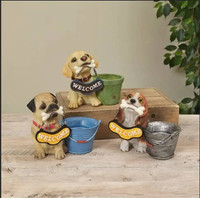 NEW (SET OF 3) 6-inch Puppy Resin Planter (Gerson Companies)