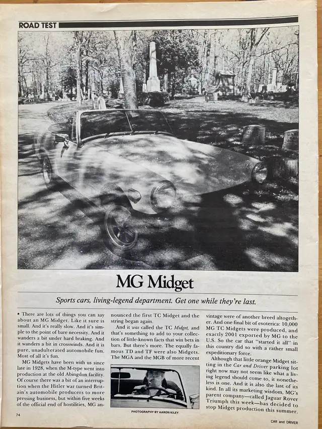 1979 MG Midget Original 5 Pg Article  in Arts & Collectibles in North Bay - Image 2