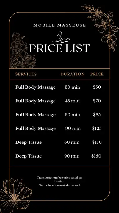 Mobile Massuse | Full Body Relaxation Massage| Location Open, View more