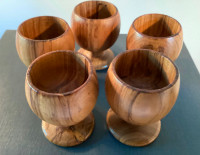 PRICE DROP! Vintage MCM Set of 5 Teak Egg Cups