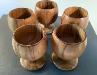 Vintage MCM Set of 5 Teak Egg Cups, View more