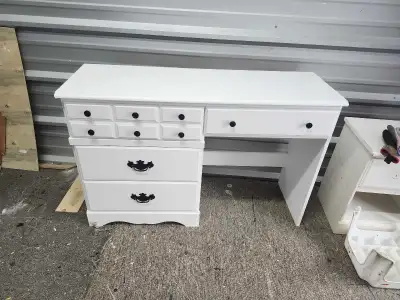 White Vanity Desk with Drawers, View more