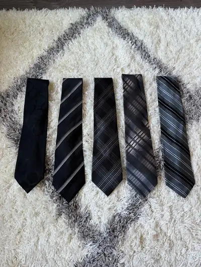 Various ties for $5 each. Brands range from BCBG, Kenneth Cole, Geoffrey Beene, Banana Republic, Per...