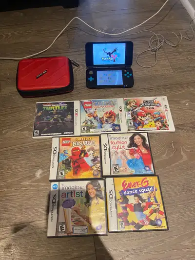 Good condition comes with 8 games , case and charger Have many other 3ds / ds games available as wel...