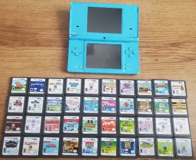 Nintendo DSI System Sky blue with 2 games and case, View more