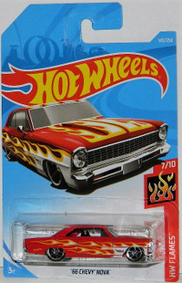 Hot Wheels 1/64 '66 Chevy Nova Diecast Cars
