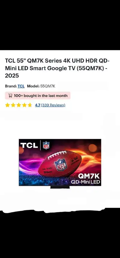 2025 TCL 55" QM7K Series 4K UHD HDR QD Mini-Led Smart Google TV, View more