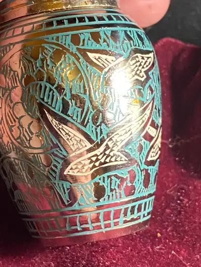 Going Home Keepsake Urn Doves in Flight Brass w Nickel Finish 3", View more