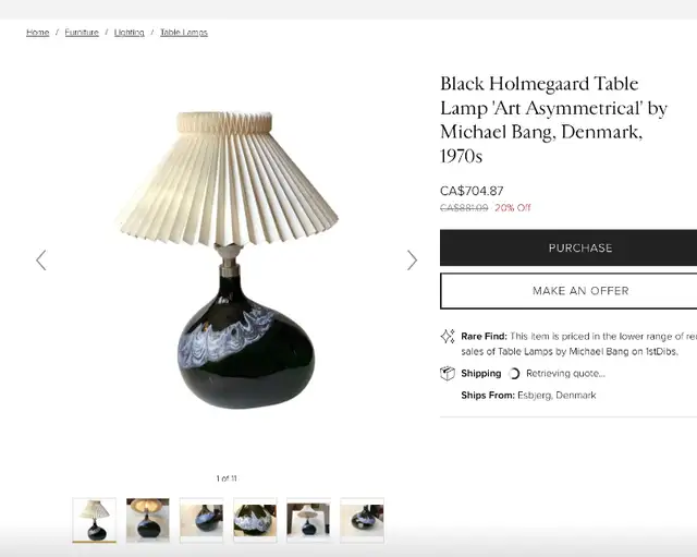 Vintage Asymmetrical Table Lamp Danish in style in Indoor Lighting & Fans in City of Montréal - Image 6