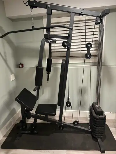 Soozier Multifunction Gym Equipment with 99lbs Weight Stack for Back, Chest, Arm and legs