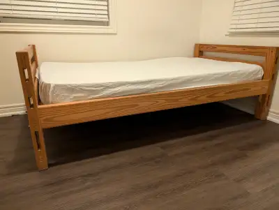 BEAUTIFUL TWIN BED IN SOLID PINE, PURCHASED FROM CRATE DESIGN. MATTRESS IS REGULAR FOAM ONE. GREAT C...