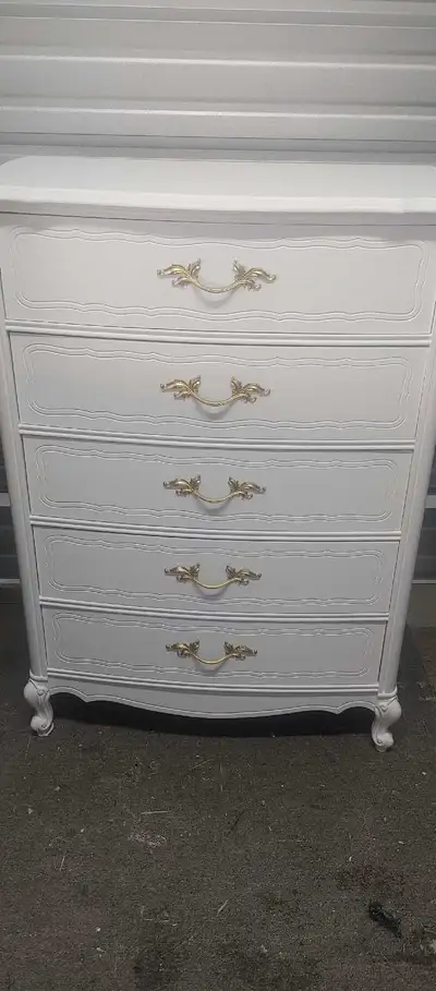 French provincial 5 drawers dresser white , View more