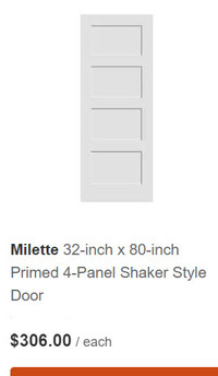 2x 32-inch x 80-inch Primed 4-Panel Doors NEW STILL RAPPED