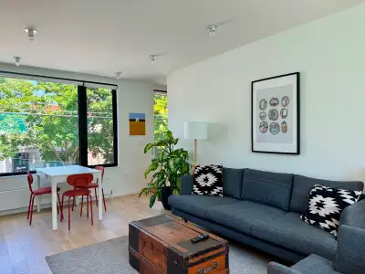 We are offering our fully furnished, architect-designed apartment for a short-term rental, with flex...