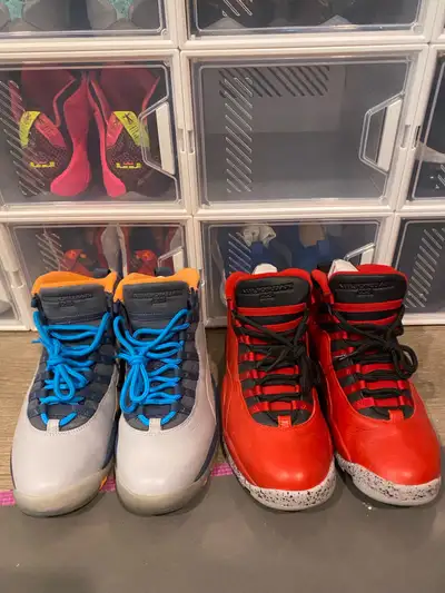 2 pairs of Jordan 10s for sale Both are size 9.5 mens Bulls over Broadway $230 Bobcats $230 Do likel...