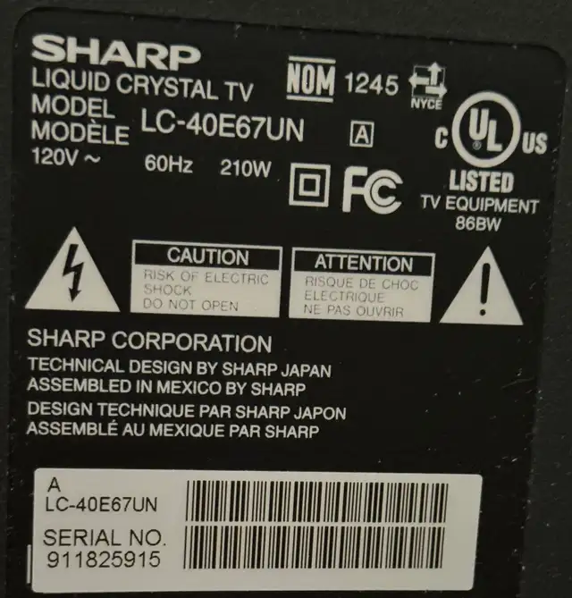 Sharp Aquos 40" TV in TVs in City of Toronto - Image 4